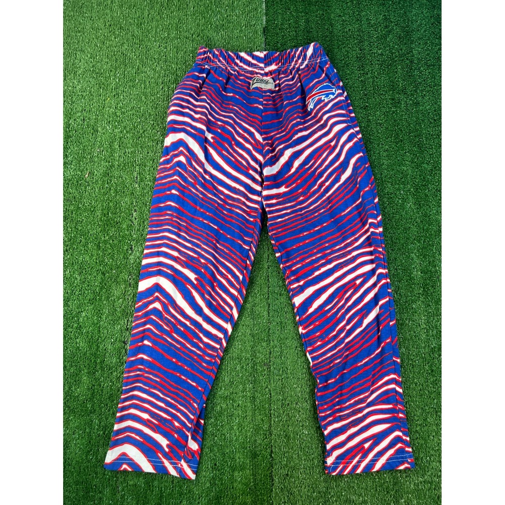 Zubaz Buffalo Bills Kids Zebra Print Lounge Pants Blue Red White Youth 12-14